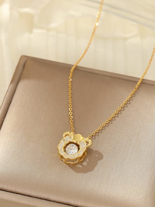 NS1091 [Sheep Yellow Gold] 925 Sterling Silver Cubic Zirconia Zodiac Trend Necklace